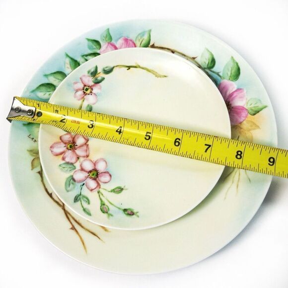 Antique Thomas Sevres Bavaria Hand Painted Signed Pink Dogwood Floral Plate - Picture 4 of 13